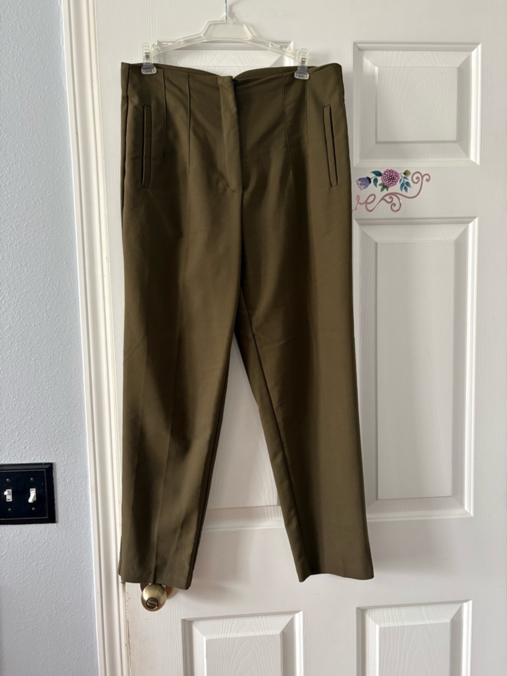 Olive Green Women's Straight-Leg Dress Pants